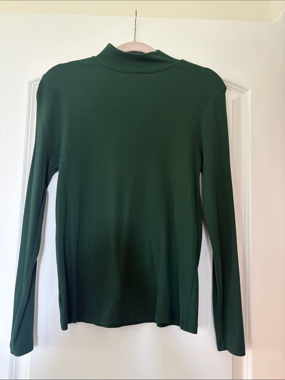 Women’s Forest Green Ribbed Mock Neck Long Sleeve Top